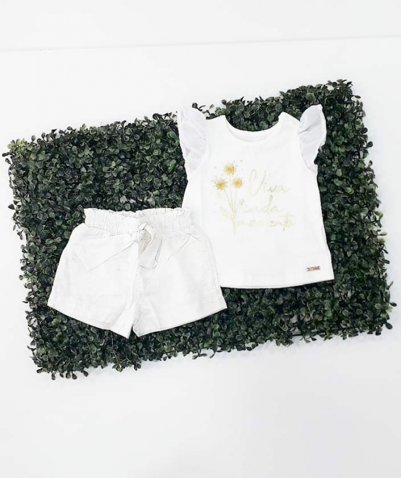 imagem N1231 CONJUNTO BLUSA E SHORT VIVA  BEGE NINI BAMBINI