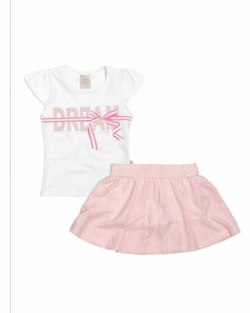 imagem 6819 CONJUNTO DREAM BLUSA E SAIA  SHORT ROSA TIME KIDS